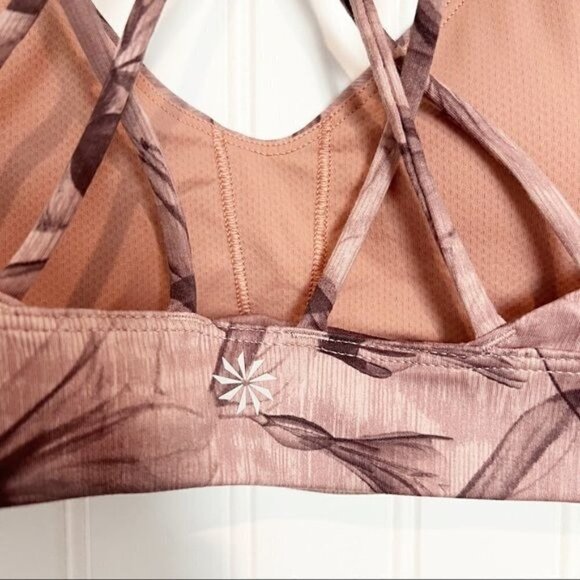 Athleta Floral Solace Print Athletic Gym Sports Bra Inner Beauty Earth Rose Pink - Picture 4 of 7